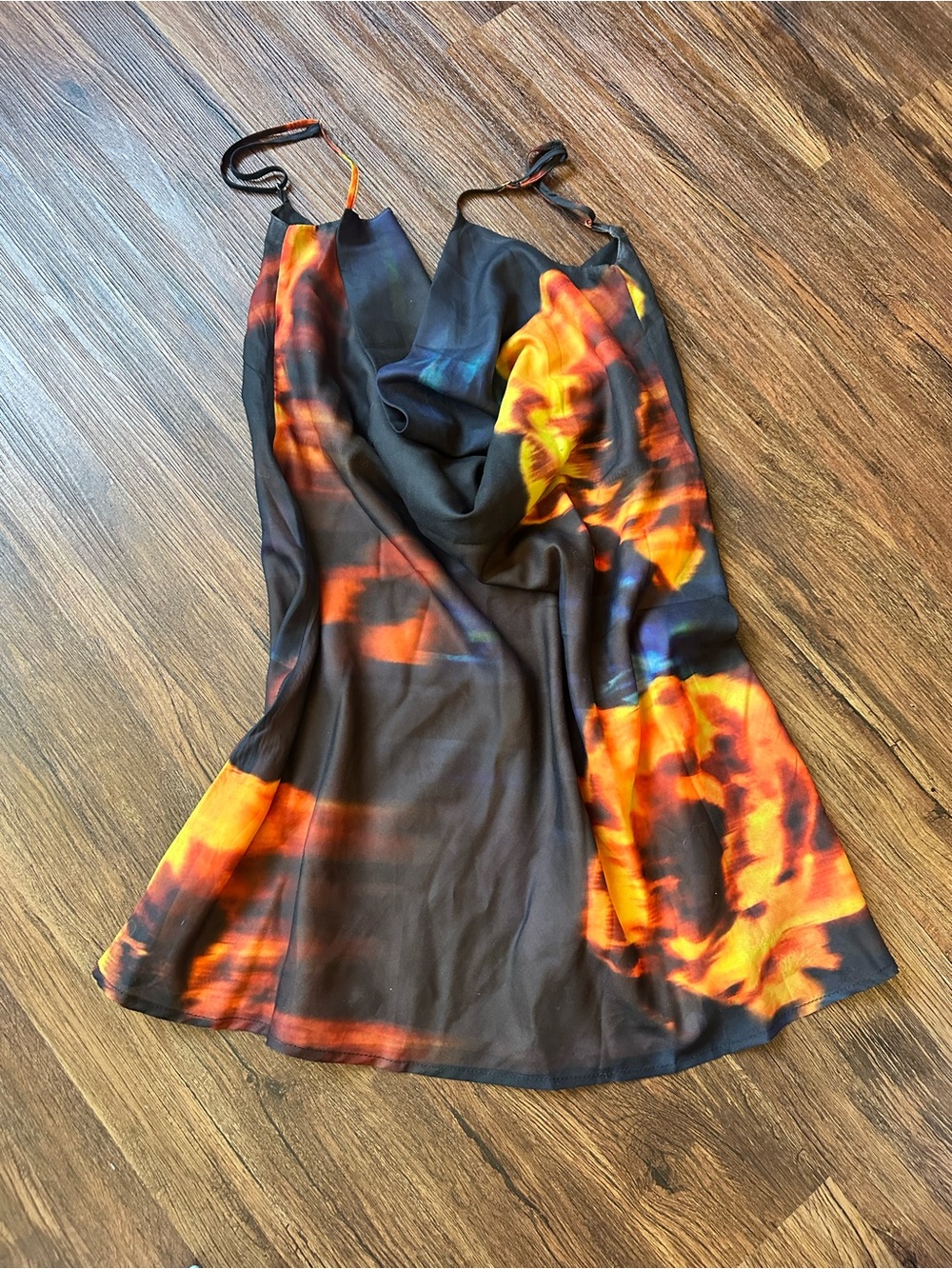XL Meshki NWT floral Slip Dress - Black and Orange